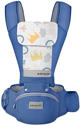 SONARIN Ergonomisch Babytrage mit Hüftsitz,3D Air Mesh Atmungsaktive Babytragetasche Kindertrage Baby Tragesystem für Neugeborene ab Geburt 0-36 Monate,Bauchtrage Rückentrage(Dunkelblau)