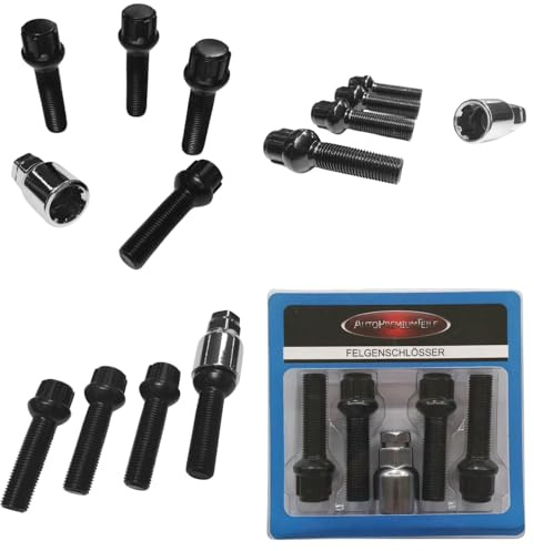 Felgenschloss M14x1,5x45mm Kugelbund R14 kompatibel mit Mercedes-Benz 4x schwarze Felgenschlösser Felgensicherungen-Set Felgen-Diebstahlsicherung Radsicherungen Radschlösser Radschrauben Radschrauben