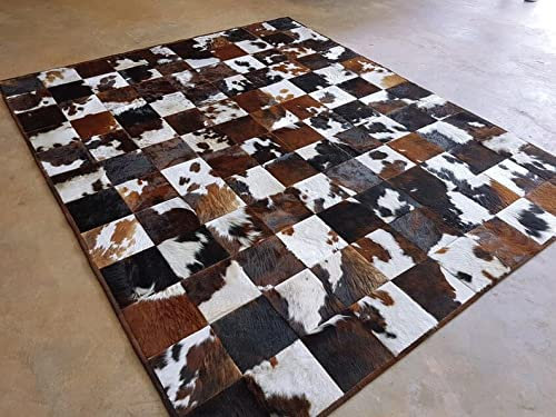 Vip Leather Nueva Alfombra de Piel de Vaca Patchwork. Cod Mich 15A (90 x 120 cm)