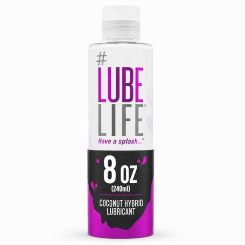 LUBELIFE Coconut Hybrid Lube –Water & Coconut Oil Personal Lubricant – Smooth, Skin-Safe Formula with Easy Clean for Privacy & Toys, 8 Fl Oz