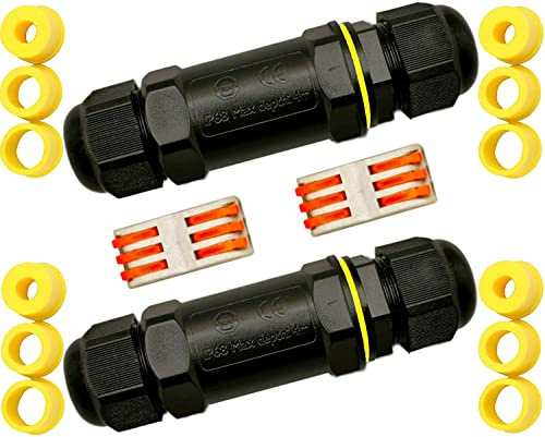 Janaa® | Boite Derivation Étanche IP68 2 Voies + Bornes Automatiques | Boitier Jonction Électrique Extérieur Jardin Spots LED Piscine | SANS OUTILS | GARANTIE À VIE