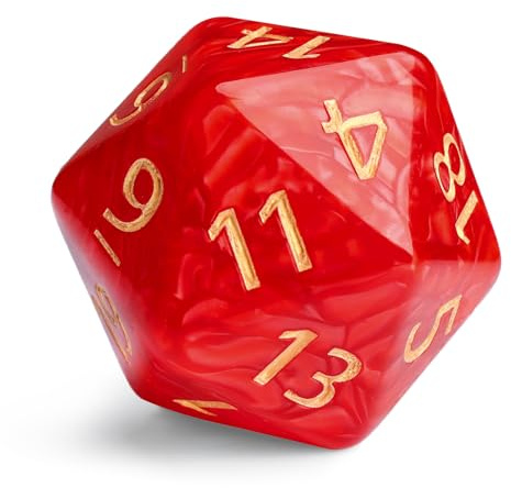 Set di dadi giganti poliedrici a 20 facce, D20 giganti, poliedrici da 55 mm, in titanio grande, color perla, set di dadi D20 da 20 lati, per Dungeons and Dragons, giochi da tavolo MTG (serie Red