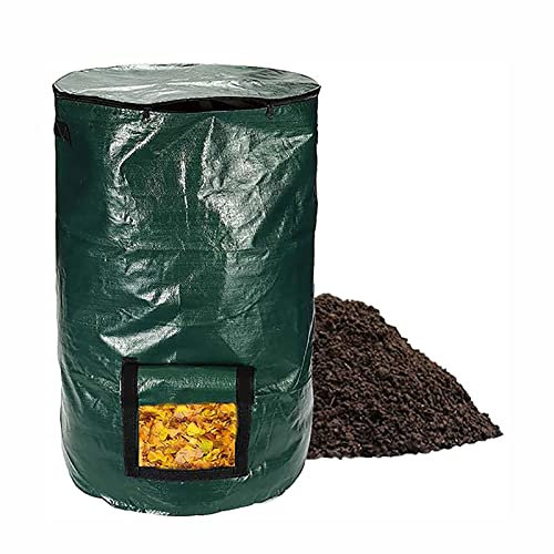 Garden Composting Bags, Compost Bin Tumbler with Zipper Lid and Handles Compost Bins Outdoor Container for Clean Up Debris Grass Clippings