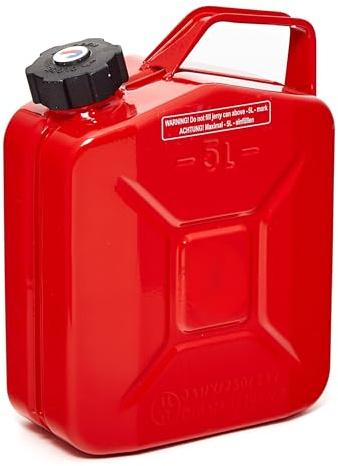 Oxid7® by BW Benzinkanister Metall 5 Liter mit Schraubverschluss - Kraftstoffkanister Rot RAL 3000 - TÜV-geprüft, UN-zertifiziert - 0,8mm Stahl DIN 7274 - Made in Europe