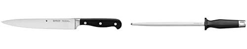 WMF Spitzenklasse Plus Fleischmesser 32,5 cm, Performance Cut, Spezialklingenstahl, Klinge 20 cm & Spitzenklasse Plus Wetzstahl 36 cm, Wetzstab für Messer, Cromargan Edelstahl, Stahllänge 23 cm