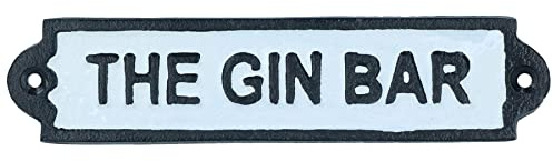 AB Tools The Gin Bar Cast Iron Sign Plaque Wall Door Fence Gate Post House Cocktail Pub