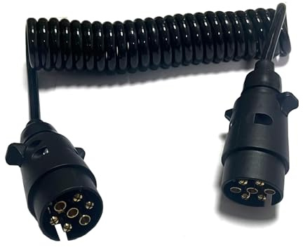 JVJ Anhänger Kabel 7 Polig 3.0m Adapter Verlängerungskabel Spiralkabel 7 Polig Anhängerstecker mit Kable Anhänger Adapterkabel 7 Polig Stecker 7 Polig auf 7-polig Verbindungskabel Auto weniger 12V
