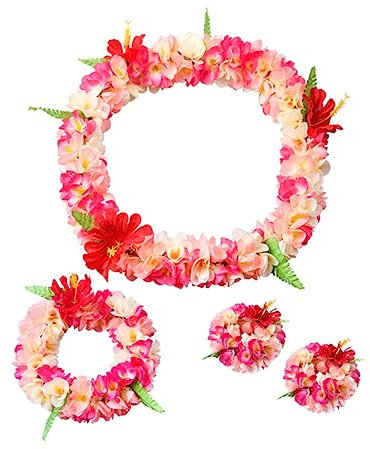 Toyvian 4 Stück Hawaii Blumenkranz Aus Langlebigem Material Tropische Luau Party Dekoration Für Erwachsene Mit Stirnband Halskette Und Armbändern
