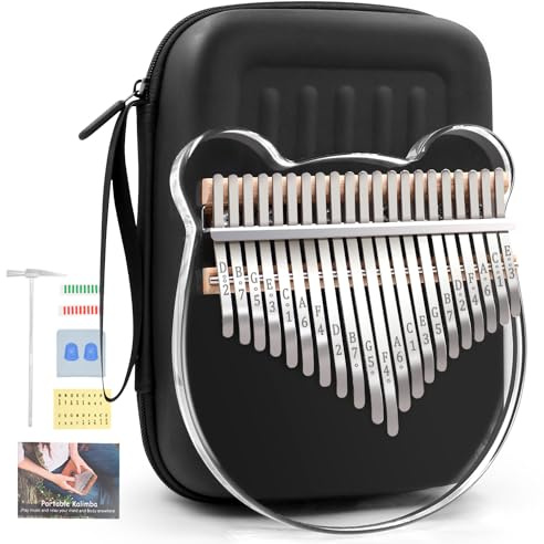 Acryl Kalimba Daumenklavier, YUNDIE Tragbares 21 Tasten Mbira Fingerklavier Musikinstrumente Geburtstagsgeschenk für Erwachsene Anfänger Profi (21 Tasten, klar)