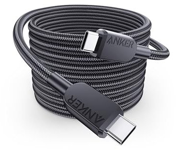 Anker USB C auf USB C Kabel, 240W USB C Kabel 300cm, Kompatibel mit iPhone 16/15 Serie, MacBook Pro/Air, iPad Pro/Air, Galaxy S24, Pixel, Switch, LG (Geflochten, USB 2.0)