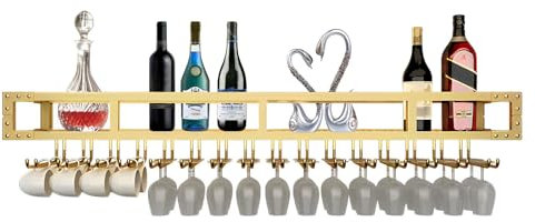 LIGUOYI Hängender Weinglashalter, Stemware-Racks Eisen Stabil Langlebig Rail Weinglashalter Mit Schrauben Platzsparend Weinregal Aus Metall An Der Wand, Für Familie Restaurant Hotel Bar
