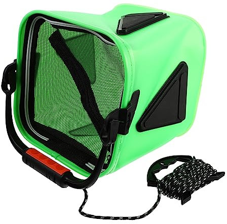 Sosoport Secchio Pieghevole in Eva Spesso 2.0 Secchio Portatile con Cerniera e Rete di Copertura per Esche Vive e Racimolo Liquido