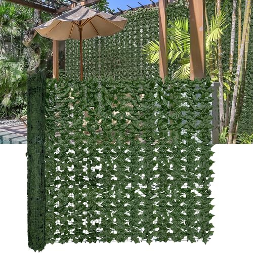DOPGIB Artificial Ivy Privacy Fence Screen: 60 by 140 (58.5 SQFT) UV-Anti Faux Hedge Fence and Fake Ivy Vine Leaf Wall Panels for Indoor&Outdoor Green Backdrop, Garden Greenery Decor