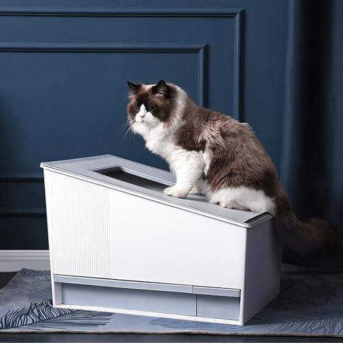BREZO Lettiera Gatto Autopulente, Lettiera Autopulente for Gatti, Controllo App for Lettiera for Gatti Intelligente/Rimozione degli Odori/Protezione di Sicurezza(Bianco)