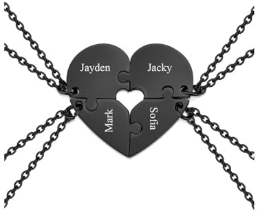 Jovivi Personalisierte Freundschaftsketten für 5 Puzzel Anhänger mit Gravur BFF Ketten Freundschaft Schwester Familie Geschenke