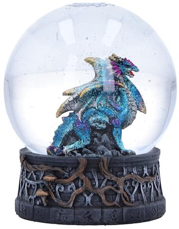 Nemesis Now Dragon Storm Snow Globe 10cm, Resin, Blue Dragon Snow Globe, Dragon Home Décor, Cast in the Finest Resin, Expertly Hand-Painted