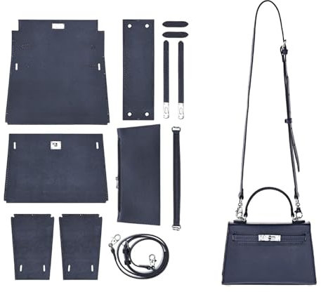 POPSEWING DIY-Taschen-Set, Designer Umhängetasche für Damen, Handgefertigtes Leder mit Nähset - Geschenk für Mutter, Freundin, Geburtstag, Weihnachten (Blau)