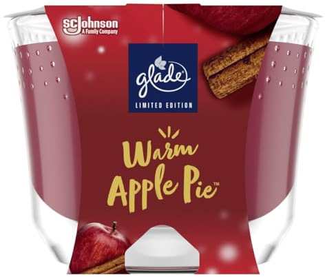 Glade Langanhaltende Duftkerze im Glas, Warm Apple Pie, bis zu 30 Stunden Brenndauer, 4er Pack (4x204 g)