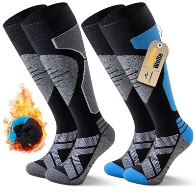 Niorasen Chaussettes Ski Laine Mérinos Homme Femme, Thermiques, 2/3 Paires | Chaussettes Ski Chaudes avec Rembourrées Doux, Chaussettes Thermiques pour Ski, Snowboard, Chasse, Randonnée, Sport Hiver