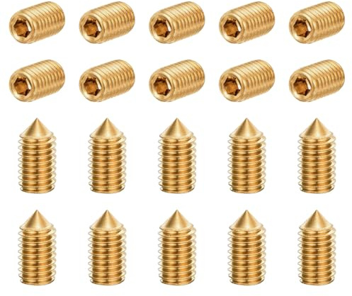 sourcing map Gewindestifte M5 x 10 mm, Messing, Kegelspitze, Innensechskant, Madenschrauben für Maschinen, Reparaturen zu Hause und Befestigungen, goldfarben, 20 Stück
