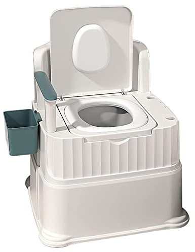 WOTZOV Mobiler 4-in-1-Toilettenstuhl am Bett, Toilettenstuhl, tragbarer Toilettenstuhl für Erwachsene mit rutschfesten Fußpolstern, Toilettenstuhl für die häusliche Pflege, Bade