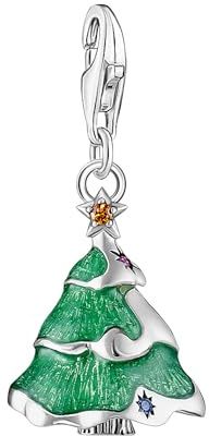 THOMAS SABO Weihnachtsbaum Charm Silber Recyceltes 925 Silber, Geschwärzt, Kaltemail
