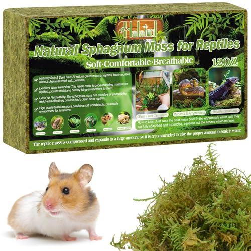 Halatool Muschio di sfagno naturale per rettili, 18 qt, muschio verde per terrari, fibre lunghe, muschio per rettili leopardo, geco, serpente, criceti, tartarughe, rane, lucertole, salamandre