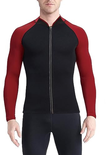DownLTL Top muta in neoprene da 2 mm con cerniera - Giacca subacquea a manica lunga per uomo e donna per nuoto, snorkeling, immersione e surf Kayak e Altri Sport Acquatici