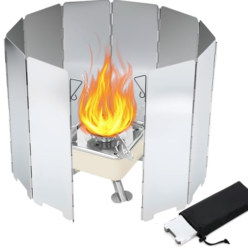 XIMEY Windschutz Gaskocher 10 Lamellen, Windschutz Campingkocher, Gaskocher Windschutz, Campingkocher Windschutz, Camping Ausrüstung, für Camping Kocher, Outdoor Camping Picknick BBQ (M)