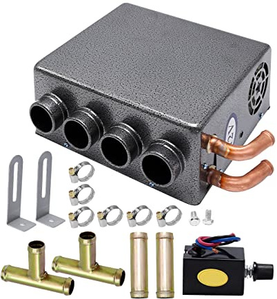 QUKFGCLGM 12V Car Auxiliary Heater, 4 Ports Universal Underdash Compact Auxiliary Heater, Winter Automotive Air Conditioner for Heating&Defrosting