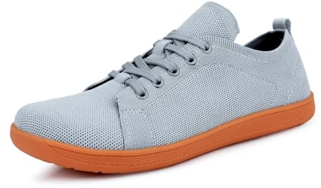 Chaussures de marche pieds nus pour homme - Large largeur - Minimaliste - Coupe classique - Chaussures basses, gris clair, 38 2/3 EU