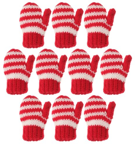 Healvian 10 Stück Mini-Handschuhe Für Puppen Miniatur-Puppenhandschuhe Zum Basteln Strickhandschuhe Als Dekoration Für Weihnachtsbaum Minihaus Und Diy-Haarspange 6.00 X 4.00 X 1.50 Cm