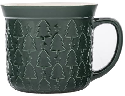Altom Design Weihnachtsbecher XXL Weihnachtstasse Kaffebecher Teetasse Becher Weihnachten 640ml Tannenbaum (Grün)