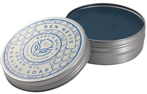 Bart’s Balm - Argan Oil Handmade Shaving Soap – Ben Nevis (Amber & Moroccan Jasmine) – Rich, Protective, Lather, Natural Ingredients, Premium 120 g Tin – Handmade in Scotland