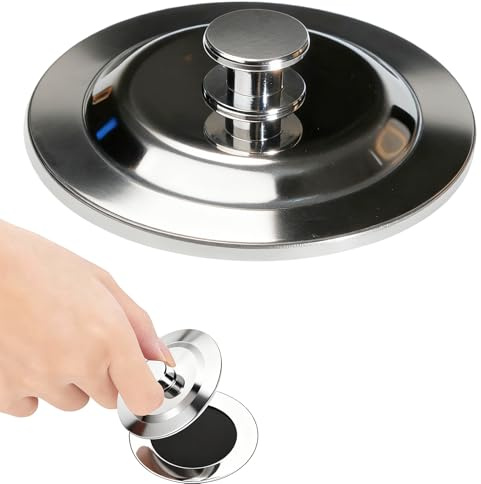Universal Bath Plug 41–45mm, Stainless Steel Sink Stopper Replacement for Bathtub, Kitchen, Laundry, RV and Wash Basin, Anti-Clog Drain Stopper with Airtight Seal, Rust-Proof & Easy to Use