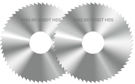 2 Stück Kreissägeblatt 80mm x 16mm x 0.8mm, 60 Zähne, Hochgeschwindigkeitsstahl Sägeblatt zum Schneiden Holz, Bambus und Kunststoff, Kompatibel mit Mini Tischkreissäge, Gehrungssägen und Handsägen