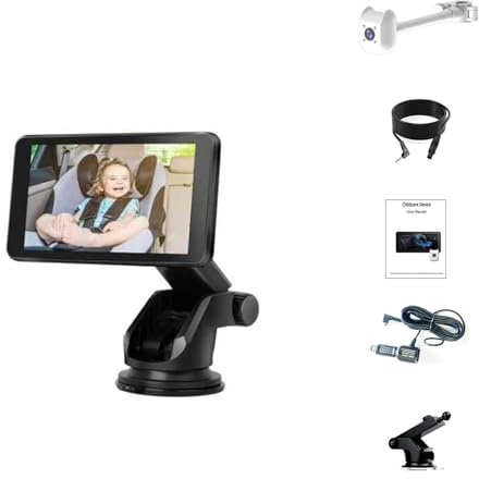 YIZITU Dispositivo De Monitoreo Vehículos para Niños Múltiples Pantalla 7 Visualización Rápida Construcción ABS Giratoria 360 ​​​​Grados Viajes Familiares Monitor Bebés