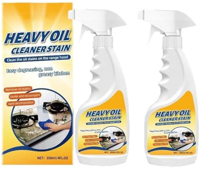 Multi-Purpose Heavy Grime Duty Cleaner,300ml Kitchen Heavy Oil Cleaner,Powerful Clean Up Kitchen Oil Stains,Kitchens Pots and Pan Cleaners, For Range Hood, Oven, Pots (2 pcs)