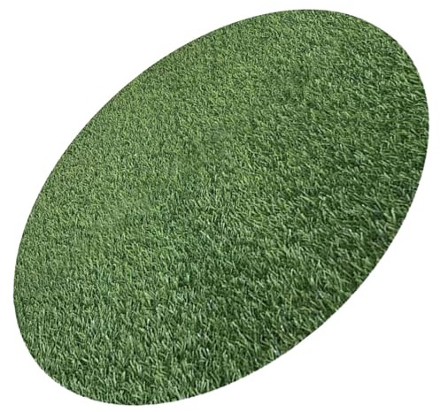 POPETPOP Kunstrasenmatte Rund 60cm Durchmesser Dekorative Kunststoff Rasenteppich Fliese Grüne Außendekoration für Terrasse und Schachtabdeckung
