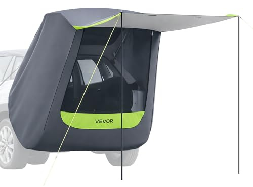 VEVOR Tienda de Campaña con Toldo para Coche Tamaño Principal de 150 x 150 cm, Tienda de Sombra para Portón Trasero Impermeable PU2000 mm con Bolsa de Transporte, Carpa para Acampar al Aire Libre
