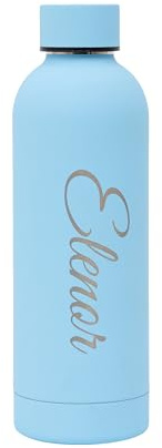 Personalised Stainless Steel Water Bottle – Custom Laser Engraved Name, Logo or Message | Insulated Hot & Cold Flask (12h/24h) | Eco Friendly | Gift Ready (Sky Blue, 500ml)