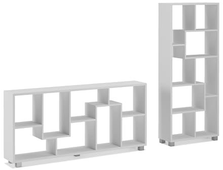 Skraut Home | Libreria scaffale | Scaffali in legno a ripiani | 162x67x31cm | Per libri | Stile moderno | Bianco