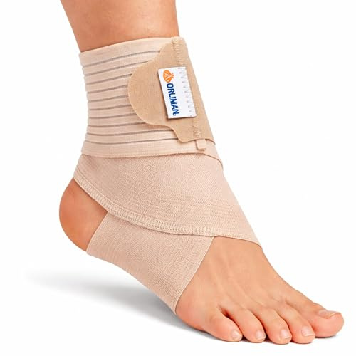 Orliman Medically Approved Wraparound Elastic Ankle Support | Beige | As Supplied to UK Hospitals & Sports Teams | Large (23–26 cm)