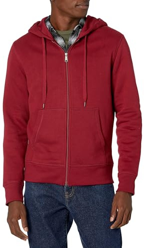 Amazon Essentials Men's Fleecetröja med hel dragkedja (finns i Big & Tall), Röd, XL