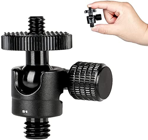 koolehaoda small Ballhead Camera Ball Head Tripod Mount and 1/4 to 3/8 Connector 1/4 to 3/8 Connector)