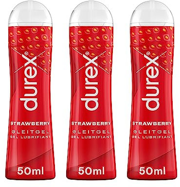 Durex Play Sweet Strawberry Gleit und Erlebnisgel, mit Erdbeeraroma, (3 x 50 ml), 150 ml
