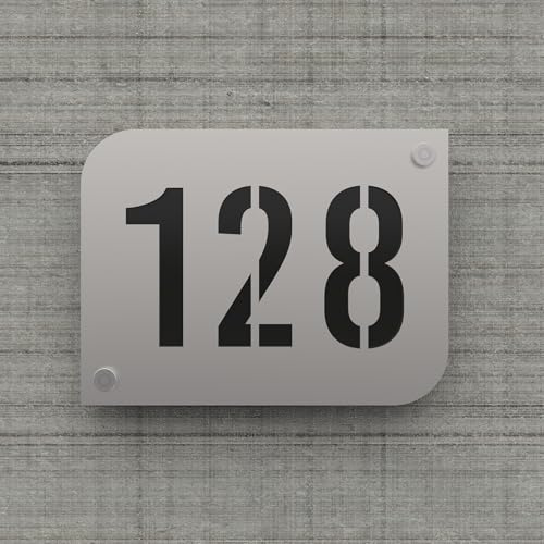 DECOHO - Plaque numéro de rue personnalisée PMMA argent brillant - Plaque maison design moderne - 20x15 cm, épaisseur 3 mm, avec entretoi - Noir