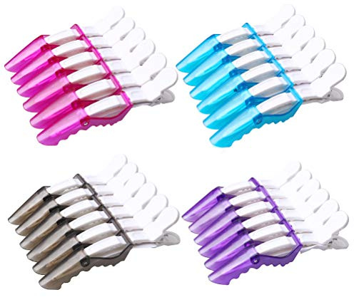 24 Pcs Plastic Crocodile Clips Hair, Sectioning Hair Clips Styling Clip | Multicolored, Wide Non-Slip Teeth, Double-Hinged Grip, Hairdressing Clip for Women & Men, Sectioning, Colouring & Styling