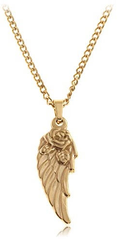 Made by Nami Herren Halskette mit Anhänger aus Edelstahl – Kreuz, Kompass, Flügel – Gliederkette, Handmade Schmuck