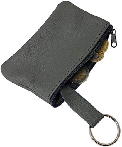 myledershop Rindleder Schlüsseltasche (Dunkelgrau) | Schlüsseletui, Schlüsselmäppchen, Autoschlüsselhülle